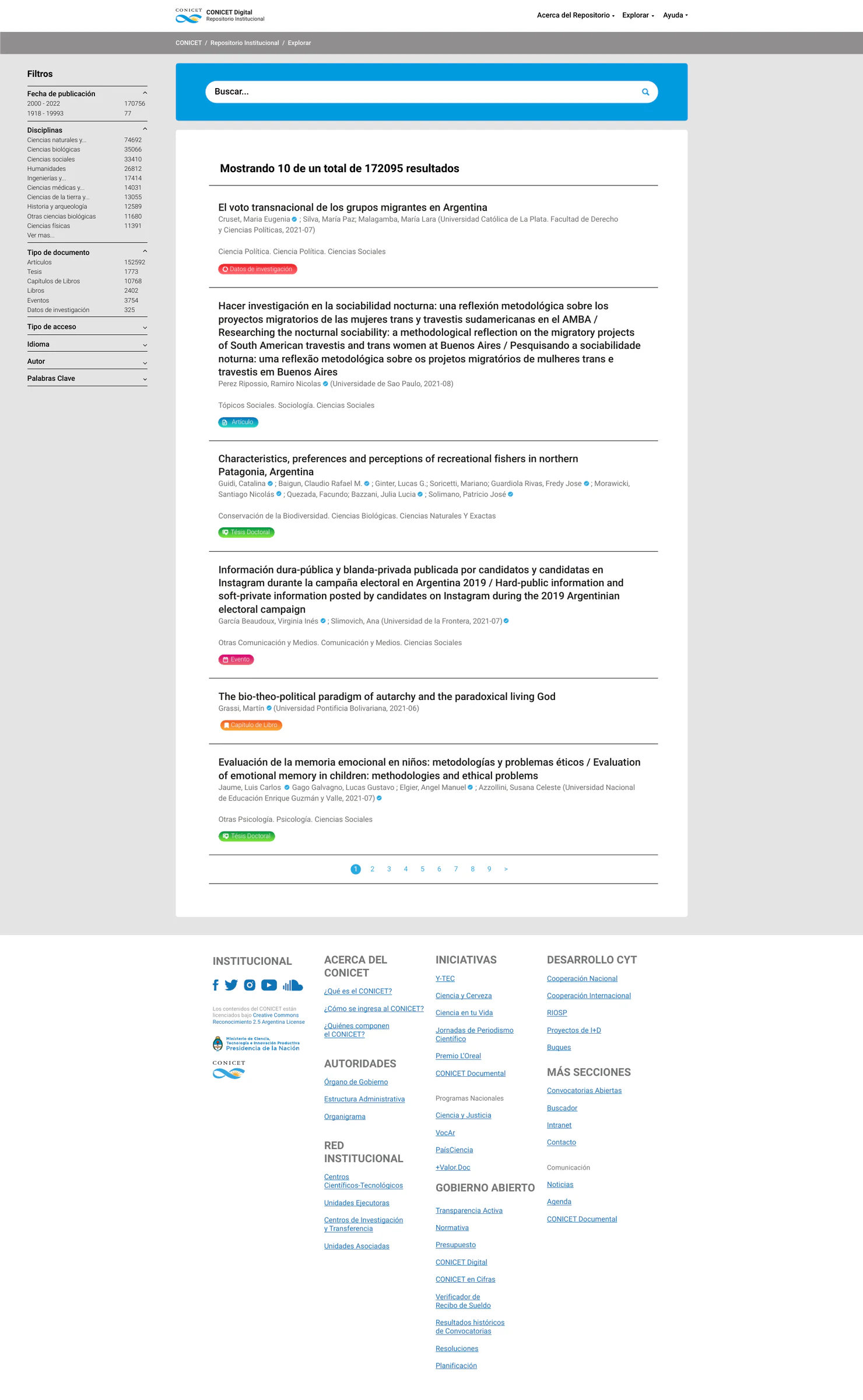 CONICET DIGITAL — diseño del repositorio, pantalla 12